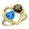 Image 1 : 2.61 CTW Diamond, Swiss Blue Topaz & Quartz Ring 14K Yellow Gold - REF-33W9F