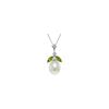 Genuine 4.5 ctw Pearl & Peridot Necklace 14KT White Gold - REF-24T3A