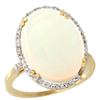 Image 1 : 10.35 CTW Opal & Diamond Ring 10K Yellow Gold - REF-94H3M