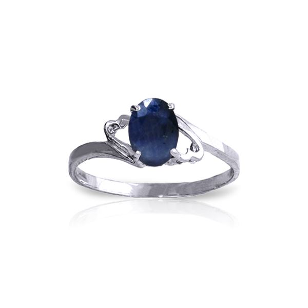 Genuine 1 ctw Sapphire Ring 14KT White Gold - REF-22F3Z