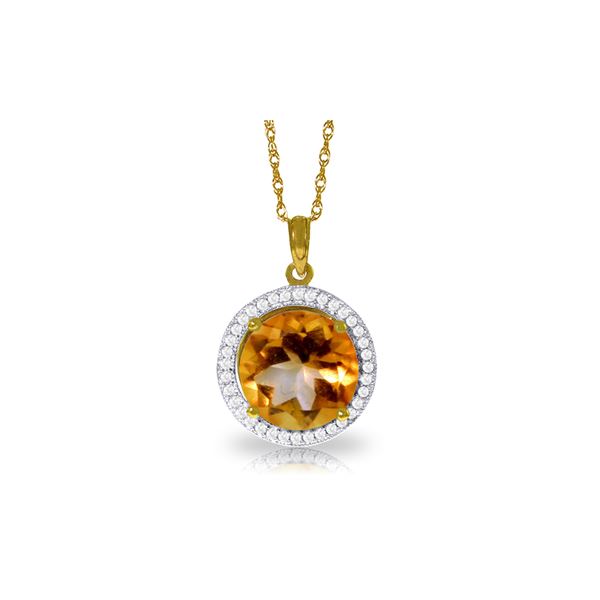 Genuine 6.2 ctw Citrine & Diamond Necklace 14KT Yellow Gold - REF-70P6H