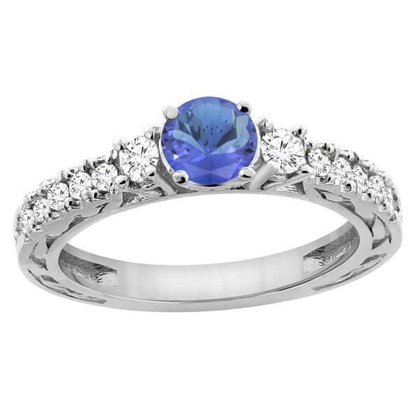 1.19 CTW Tanzanite & Diamond Ring 14K White Gold - REF-85H5M