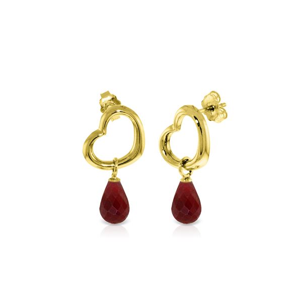 Genuine 6.6 ctw Ruby Earrings 14KT Yellow Gold - REF-47A2K