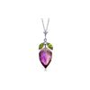 Image 1 : Genuine 10 ctw Amethyst & Peridot Necklace 14KT White Gold - REF-28P9H