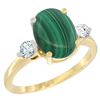 Image 1 : 2.95 CTW Malachite & Diamond Ring 14K Yellow Gold - REF-66V8R