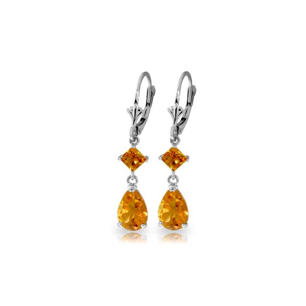 Genuine 4.5 ctw Citrine Earrings 14KT White Gold - REF-41T4A