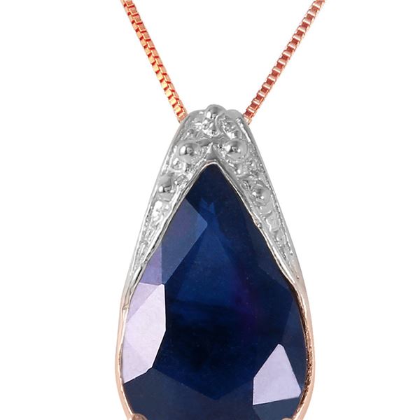 Genuine 4.65 ctw Sapphire Necklace 14KT Rose Gold - REF-44X7M