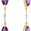 Image 1 : Genuine 6.01 ctw Amethyst & Diamond Earrings 14KT Yellow Gold - REF-42P4H