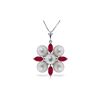Image 1 : Genuine 6.3 ctw Ruby & Pearl Necklace 14KT White Gold - REF-62X6M