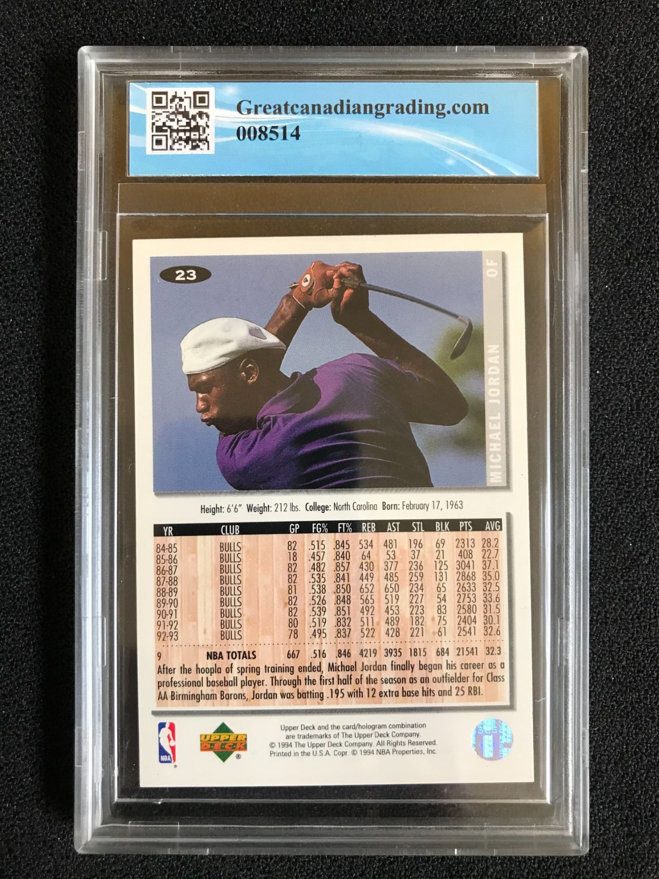 1994 Upper Deck Collector's Choice Michael Jordan Baseball Card