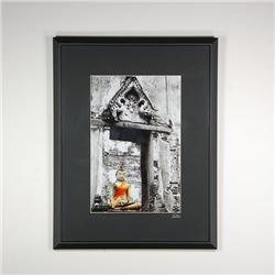 Framed Photo Silk Draped Workship Buddha (ART-004)