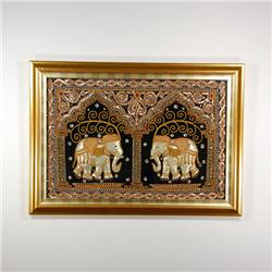 Embroidered/Sequined Dbl Elephant Tapestry (ART-007)