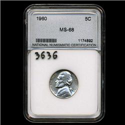 1960 Jefferson 5c Nickel Coin Graded MS68 (COI-3636)