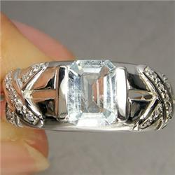 .73ct Octagon Cut Aquamarine White Gold Vermeil Ring Size 7 RETAIL $750 (GEM-4347)