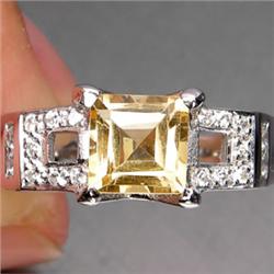 .97ct Wonderful White Gold Vermeil Ring Natural Yellow Citrine  RETAIL $750 (JEW-1166)
