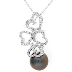 Exquisite Tahitian Black Pearl Diamond Necklace Pendant $8995 (JEW-359)