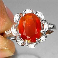 1.58ct Oval Cut Orange Opal White Gold Vermeil Ring Size 6 RETAIL $750 (JEW-1179)