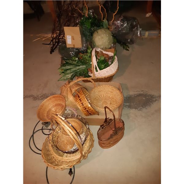 Assortment of Decorative Twigs/Leaves and Baskets. Cat A.