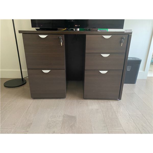 Wood Desk/Locking Filing Cabinet