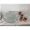 Image 1 : Glass Fished Themed Serving Trays, Copper/Glass Mugs set of 4