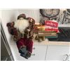 Image 1 : Assortment of Christmas Decor, Candles, Ribbon, Santa Clause