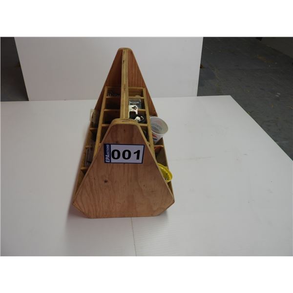 Wooden Carry Tool Box - 16'x10'x12' - c/w screws and nails as displayed