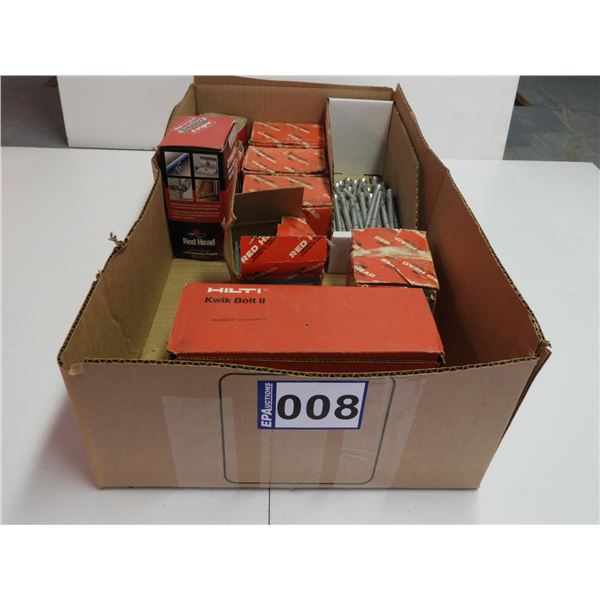 Assorted Hilti anchors and fasteners - most are full boxes (unused)