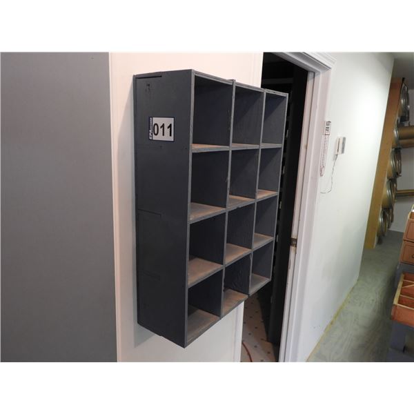 Wall mount parts bin holder - 24"x18 1/2"x 6" wooden