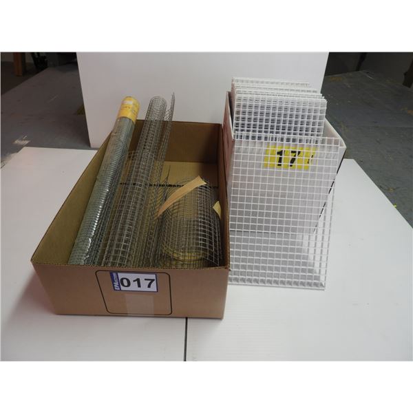 Hardware cloth-  1/4"x24"x5'wire, hardware cloth 1/2"wire, (21) plastic grates 1/2"