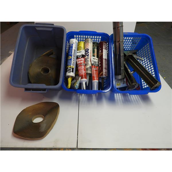 (3) Cauling guns , assorted caulking and caulking tape (most are unused)