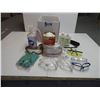 Image 1 : Safety items - eyewash bottle, masks goggles, etc (most items are new and unused)