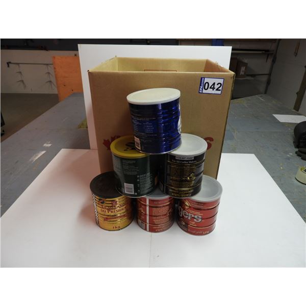 (20) Empty coffee tins with lids