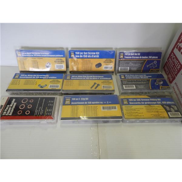 (9 kits) Assorted screw and washer kits (all unused & unopened)
