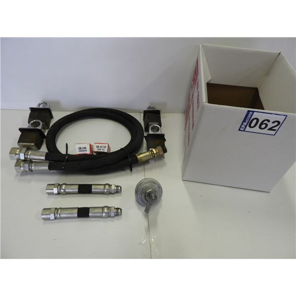 Hydraulic hose adapter kit, (4) truck box anchors , automotive condenser and points and battery shut