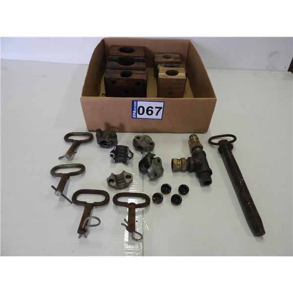 (6) Block bearings, hydraulic hose repir kits, hydraulic lock plugs, hitch pin
