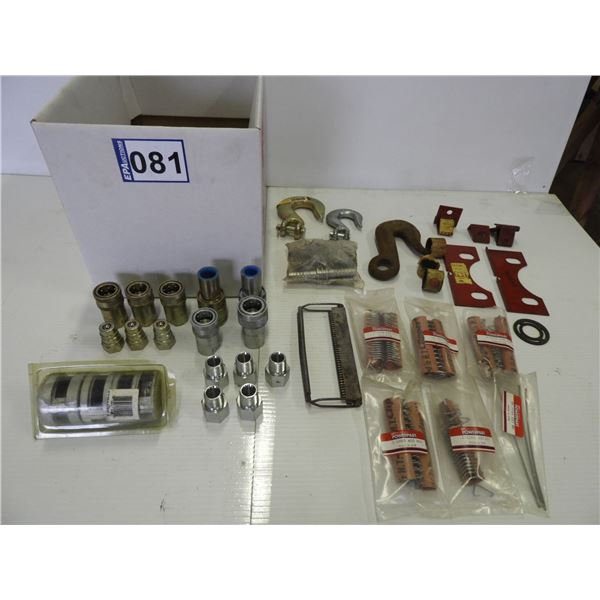 (10) New Belt lacing kit, Pioneer Hydraulic couplers, cylinder stops,  (5) New hydraulic connectors,