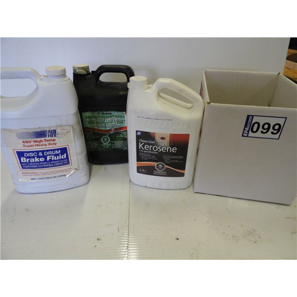 Brake fluid 3.5L (full), Kerosene( 2L), Green Preservative (4L)