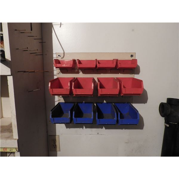 Wall mount parts bins - wall plates 18"x17"  and (23) bins