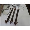 Image 4 : Various hose clamps, gaskets, tarp strap tie down bars, (1) large clamp 6", (1) large clamp 5"