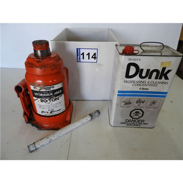 Hine-Werner 20 ton hydraulic jack, 4L Dunk degreaser (full)
