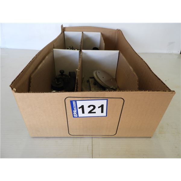 Cable clamps. Plastic end caps, turnbuckle, U-bolt, anti-vibration pads, eye screws