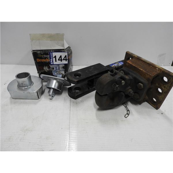 Clevis hitch 2" receiver, drawbar lock unused, pintle hook with mounting plate