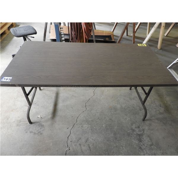Brown folding table 60"L x 30"W x 30"H