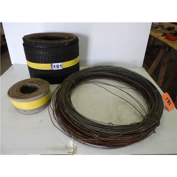 12" conveyor belt, 4" canvas belt, 30lb smooth fencing wire