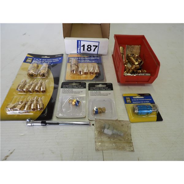 (2) Air line coupler kit, (2) 1/4" soft seat drain cocks, inline air pressure regulator, assorted co