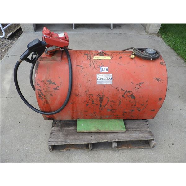 Westeel 100 gallon fuel tank, Gasboy 12volt pump with automatic shut off nozzle - clean and works ve