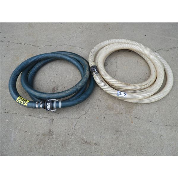 (2) 2" hoses with couplers, white 28 feet, green 20 feet - like new