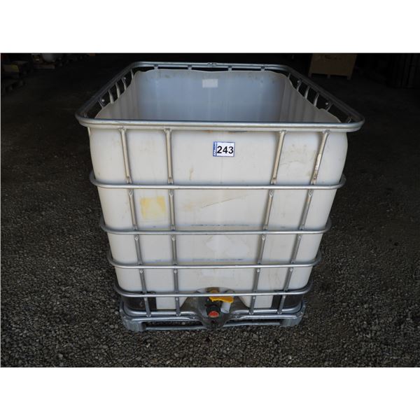 1000L Plastic tote and cage with top open/cut off