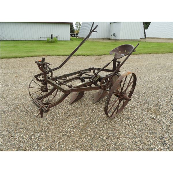 Two Bottom Plow with seat - metal wheels