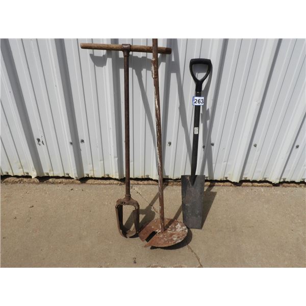 Hole auger, 13" disc auger, narrow spade